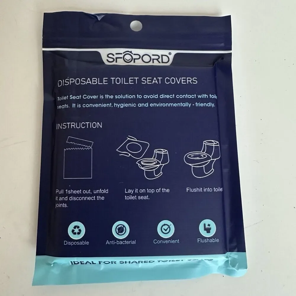 SFOPORD 100 Pieces Toilet Seat Covers Disposable Flushable Travel Public Bathroo